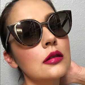 Auth. Fendi Havana Cat Eye Sunglasses w/ Case